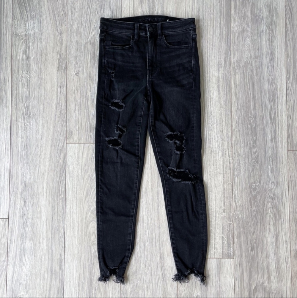 Distressed black jeans